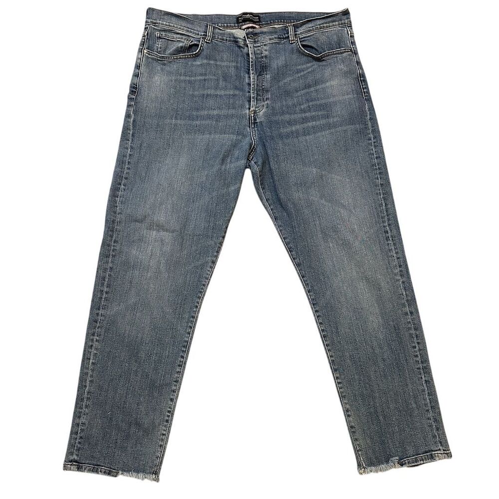Peruvian Connection Women's High Rise Blue Denim Jeans Frayed‎ Hem